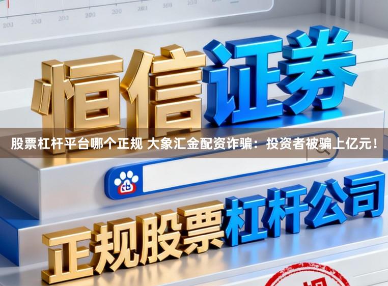 股票杠杆平台哪个正规 大象汇金配资诈骗：投资者被骗上亿元！